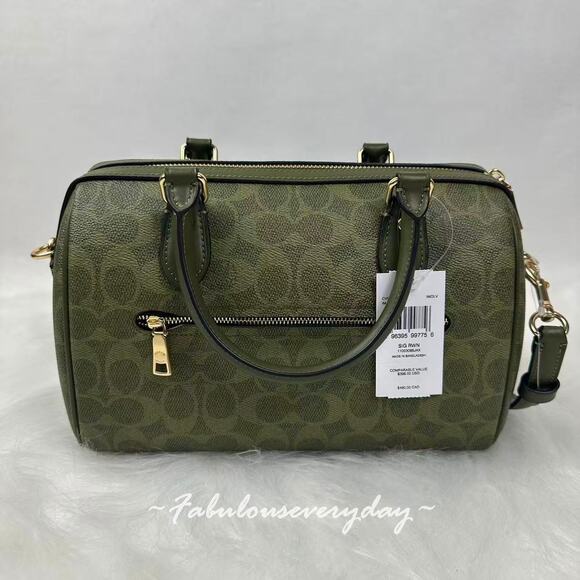 Coach Rowan Satchel Crossbody Bag In Signature Canvas/Gold/Olive CV961 NWT - Picture 2 of 9